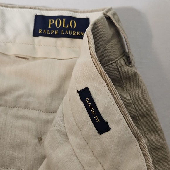 Vintage Polo Ralph Lauren Pleated Chinos 34x30 Khaki Tan Golf Pants Country Club - Picture 6 of 12